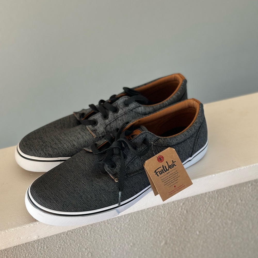 Black Sneakers with Lace-Up Front and White Soles